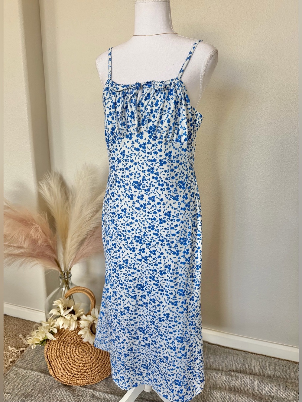Blue and White Floral Dress